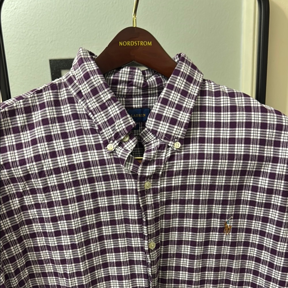 Ralph Lauren Purple and White Casual Button Down Shirt